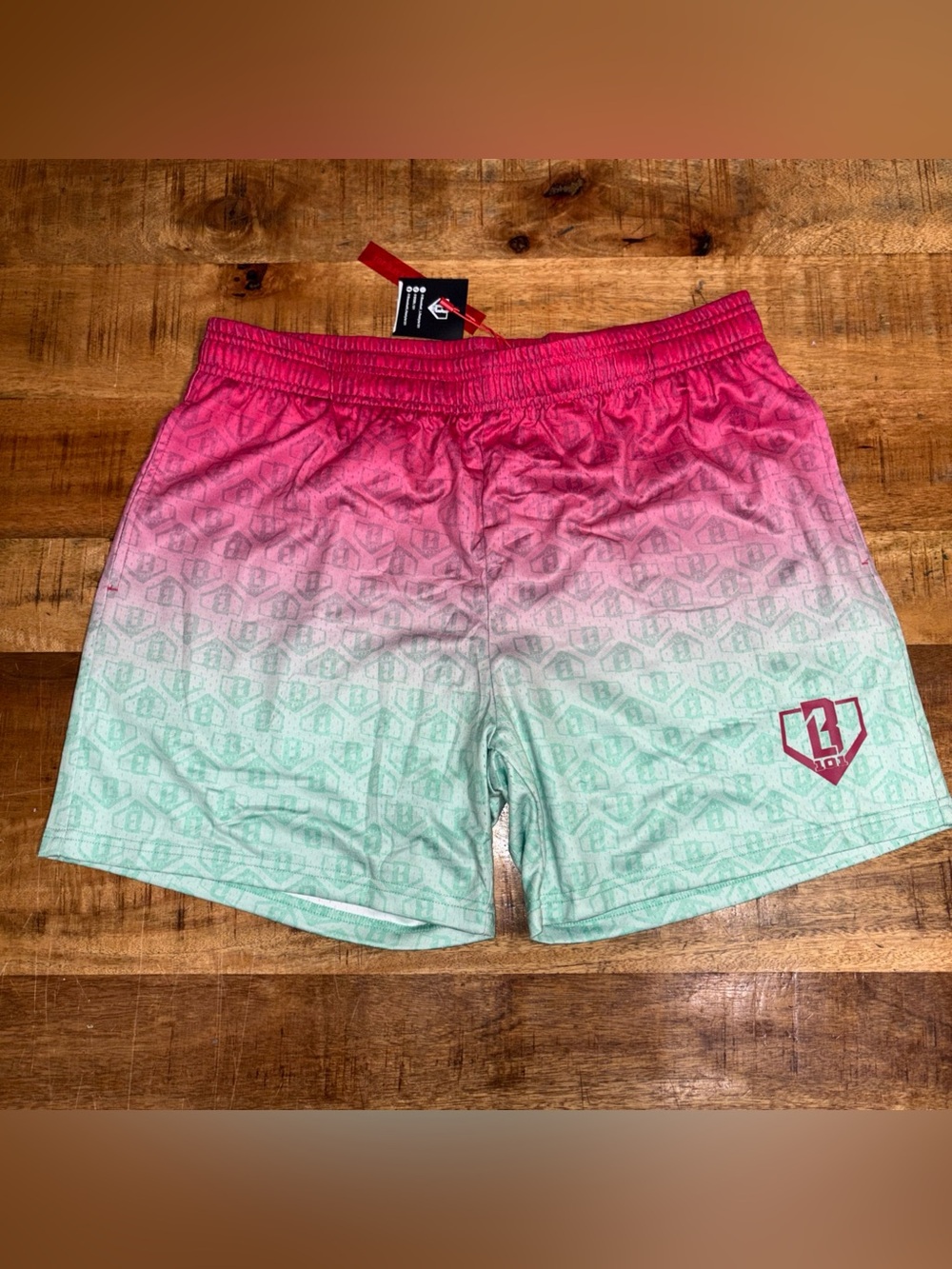 BASEBALL LIFESTYLE 101 All Over Print Gradient Shorts in Watermelon - Size Large